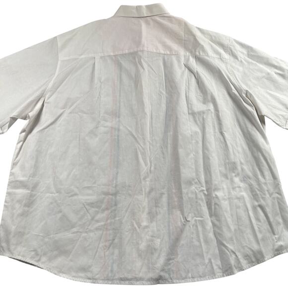 Cubavera Shirt Mens 4X White Tonal Floral Jacquard Stripe Panel Short Sleeve - Picture 3 of 8